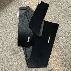 Gymshark Adapt Ombre Seamless Crop Top & Legging Set Black/Black Marl